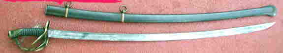OBVERSE VIEW OF A WESTER & COMPANY SABER WITH SCABBARD